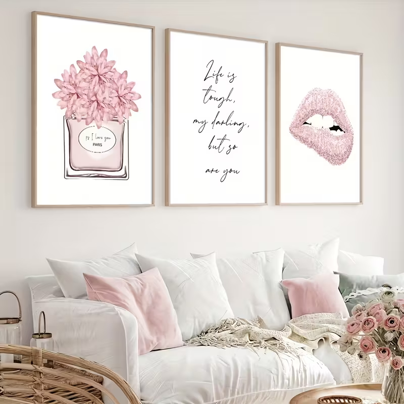 Perfume Quotes - 3pcs Pink Lip Print Perfume Quote