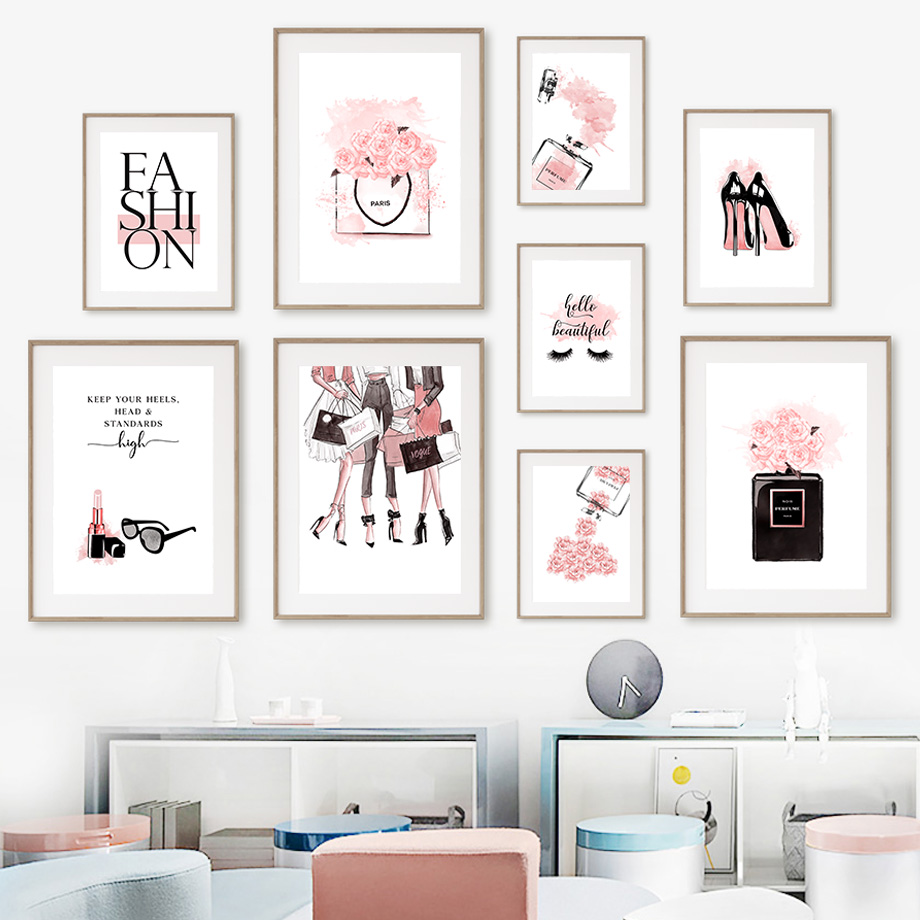 Fashion Wall Art Prints Pink G - مراجعة Perfume Quotes وسعره