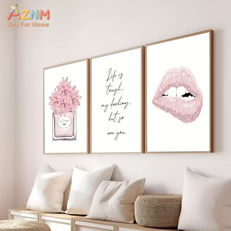 3PCS Pink Fashion Canvas Wall  - مراجعة Perfume Quotes وسعره