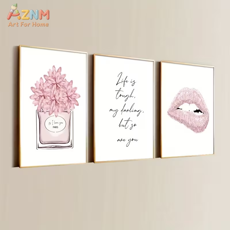 3PCS Pink Fashion Canvas Wall  - مراجعة Perfume Quotes وسعره